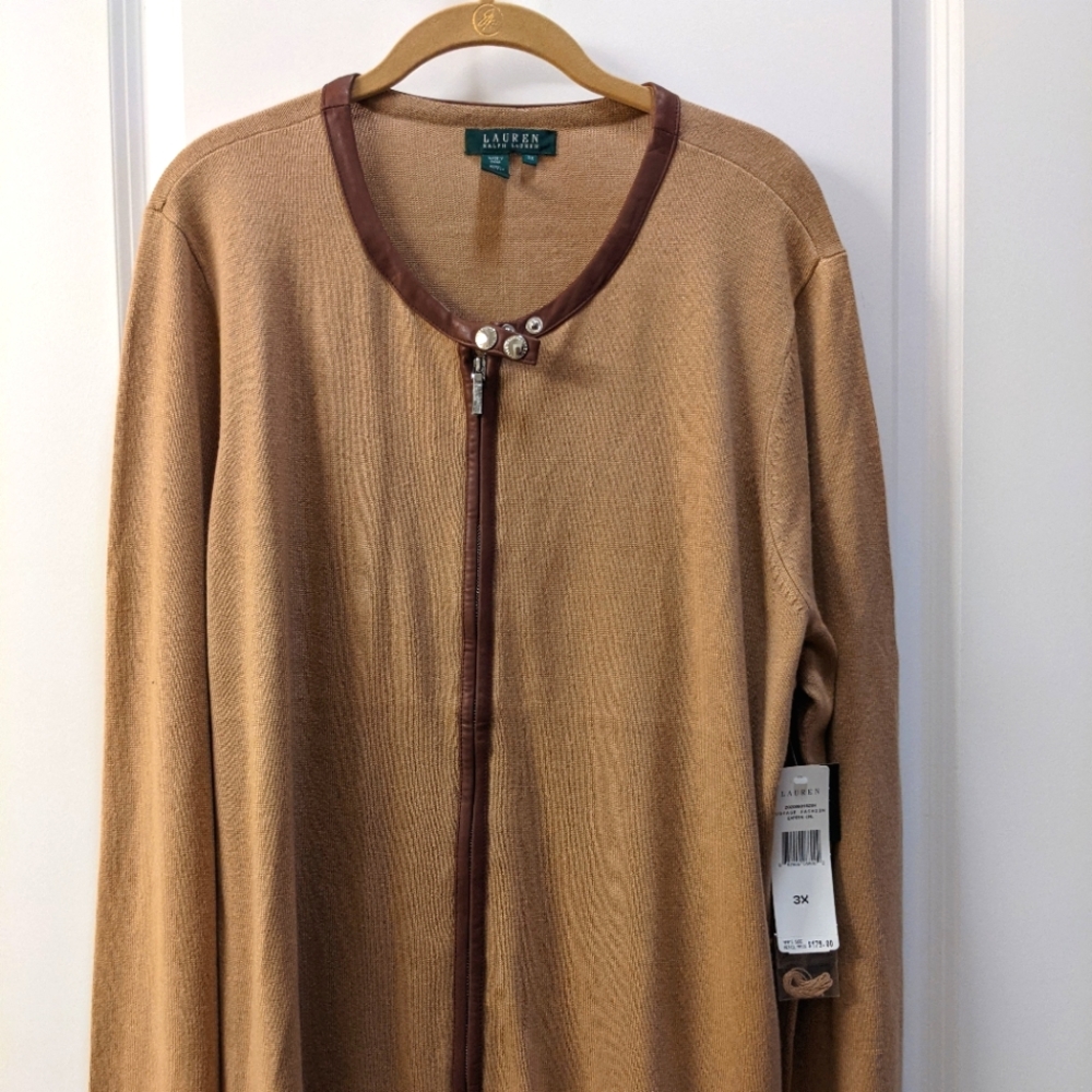 NWT tan silk/cashmere blend cardigan 3X